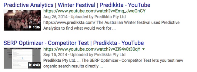 typical google videos result in search engine results pages